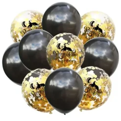 Ramadan Kareem balloner i sort og transparent med guldkonfetti