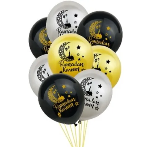 Ramadan Kareem balloner - sort,guld og sølv