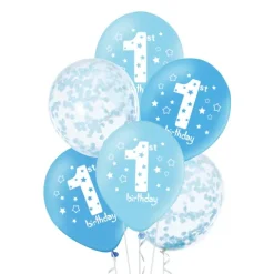 1 år balloner i blå - 1.st Birthday