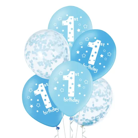 1 år balloner i blå - 1.st Birthday