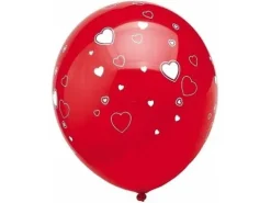 Rød ballon med hvide hjerter 50stk