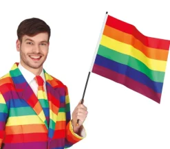 Regnbue farvet Flag på plast pind