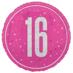 16 år Folieballon i pink
