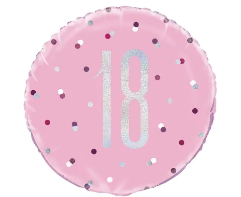 18 år Folieballon LYSERØD