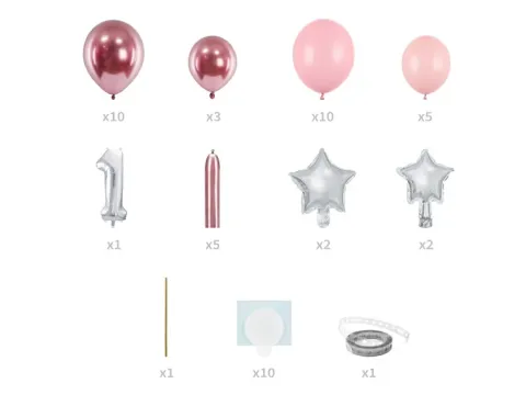1 års Ballon dekoration i Lyserød