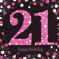 21 år Servietter - Sparkling pink
