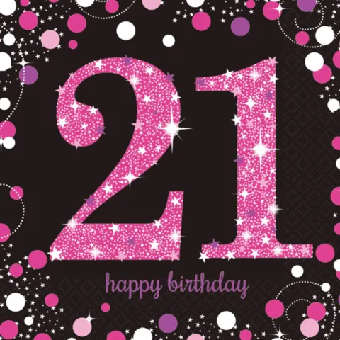 21 år Servietter - Sparkling pink