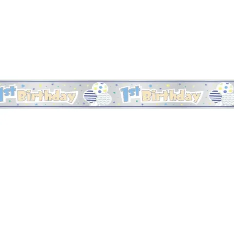 1 års foliebanner i sølv og blå