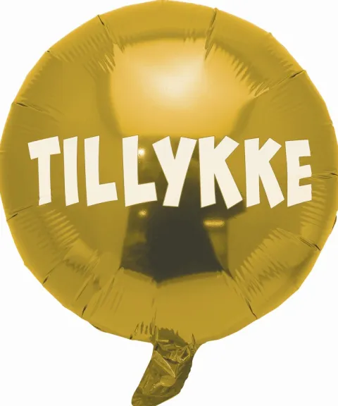 Rund Tillykke folieballon GULD