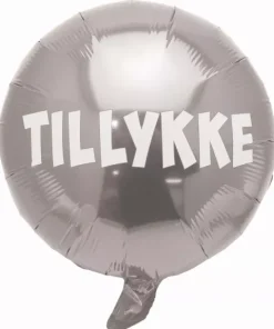 Rund Tillykke folieballon SØLV