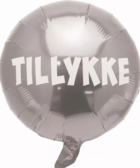 Rund Tillykke folieballon SØLV