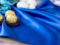 Satin Bordløber smal marineblå