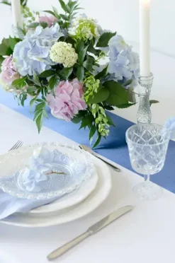 Satin Bordløber smal marineblå