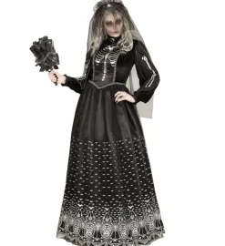 Skeletbrud LUX kostume til voksne