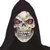 Skelet maske i latex med sort hætte
