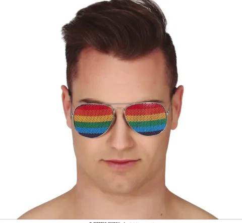 Solbrille med regnbue glas