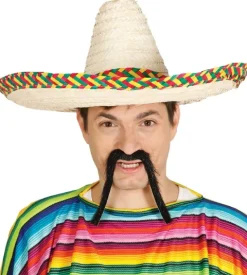 Sombrero i strå ø 50 cm ,naturfarve med kulørt kant