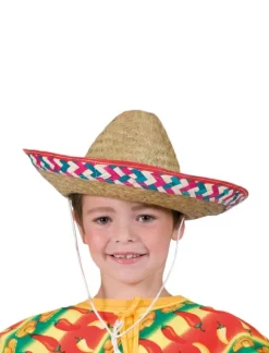 Sombrero i strå til børn. ø33cm