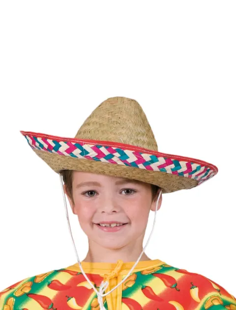 Sombrero i strå til børn. ø33cm