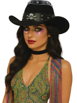 Sort Cowboyhat med Kranie