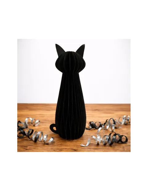 Sort fastelavns kat, honeycomb, 30 cm