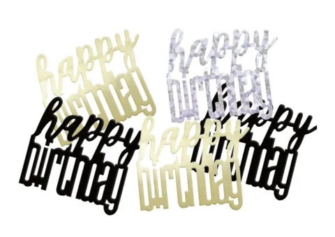 Sort-guld Happy Birthday Konfetti
