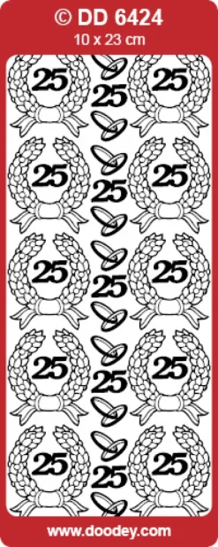 Stickers med krans og 25-tal sølv
