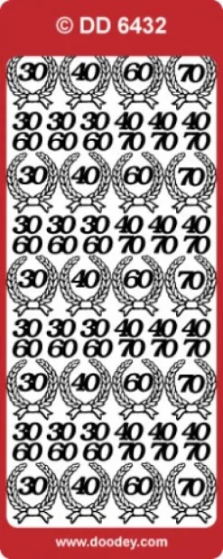 Stickers m. tal:30-40-60-70 i kranse