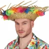 Strandhat med stofblomster