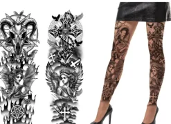 Strømpebukser med tattoo print