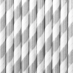 Sugerør i papir Hvid-Sølv 10 stk.