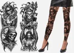 Tattoo Effekt Strømpebukser