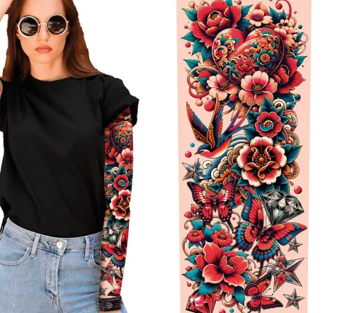 Tattoo ærme - roses and butterflies