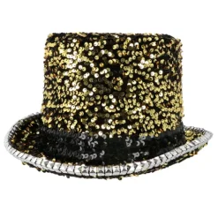 Tophat m. guldpailletter Lux