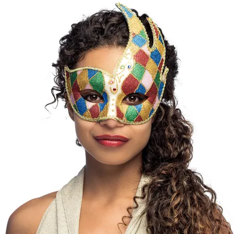 Venetiansk harlekin maskerade maske
