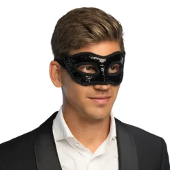 Venetiansk maske sort med paliettter