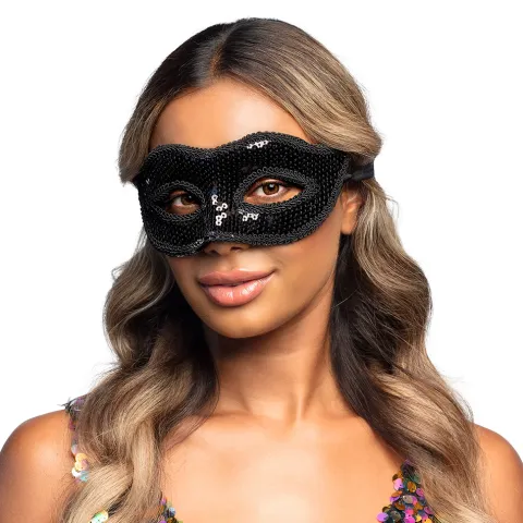 Venetiansk maske sort med paliettter