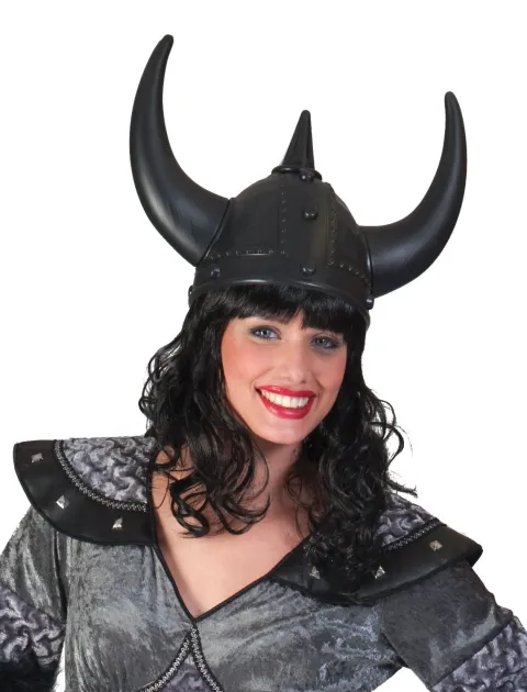 Vikinghjelm med horn SORT