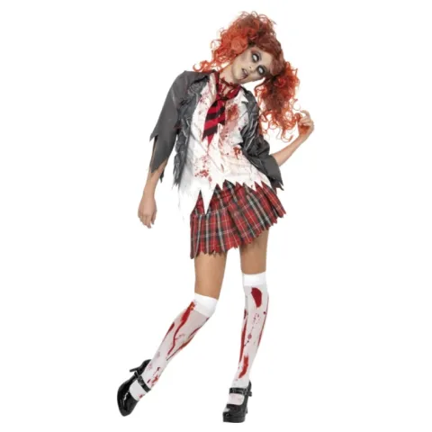 Zombie Skolepige kvindekostume